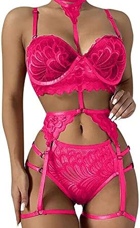 AMhomely UK Stock Sale Women Sexy Solid Color Bralette Panty Strappy Lace Embroidery Lingerie Set Babydoll Sleepwear Nightwear Set Ladies Comfort Cotton Everyday Bra Gift for her Girls