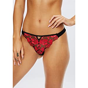 Ann Summers Sexy Lace The Hero Thong | Lace Thong panties | G String | Black & Red