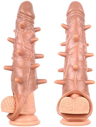Huge Penis 6cm Extender Sleeve Dildo Spiky Vibrator Realistic Texture (Penis Extender only) Magicnitz