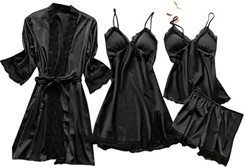 Lace Silk Nightdress Pajamas Sleepwear Robe Women Dress Lingerie Set 4X Womens Lingerie Plus Size