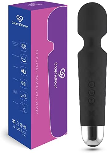 Handheld Wireless Wand Vibrator for Women - Personal G Spot Massager, Quiet Yet Powerful, Waterproof Sex Toy with 20 Vibration Settings and 8 Speeds - by Order Amour (Black)
