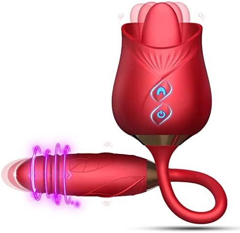 Sex Toys for Women, 4 in 1 Nipple Clitoral Vibrator Stimulator Licking Sex Toy, Thrusting G Spot Dildo Vibrator Anal Plug with 10 Modes, Adult Sex Toys Games for Women Man Couple
