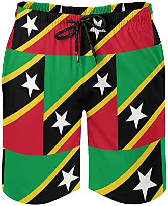 BAIKUTOUAN Saint Kitts And Nevis Flag Men's Beach Shorts Quick Dry Short Pants Swim Trunks Swimwear Beachwear With Pockets