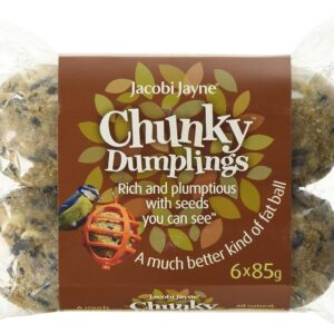 Fat Balls For Wild Birds - Jacobi Jayne® Chunky Dumplings™ Premium Suet Balls - Pack Of 6 x 85g - High Energy Fat Balls Wild Bird Food Feed To Attract Small Wild Birds Year Round