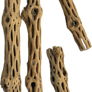 Awesome Aquatic Natural Cholla Choya Wood Combo 4 Pieces 2-12" & 2-6” Habitat for Shrimp Hermit Crabs Plecos Reptiles Aquarium Driftwood Decoration Lowers pH Hideouts and Food Treat Chew Toy Organic