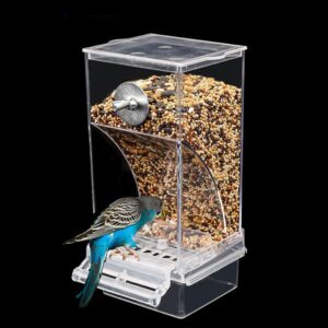 Bird Feeder with Perch Large Capacity Food Container Automatic Dispenser for Cockatiels Outside Cage