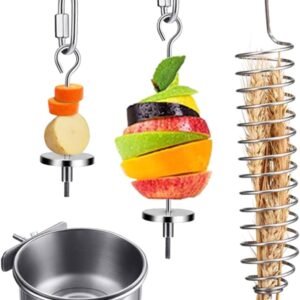 Bird Food Holder Hanging Stainless Steel Treat Feeders Food Basket For Fruit Grain Wheat Feeding Bowls For Parrot