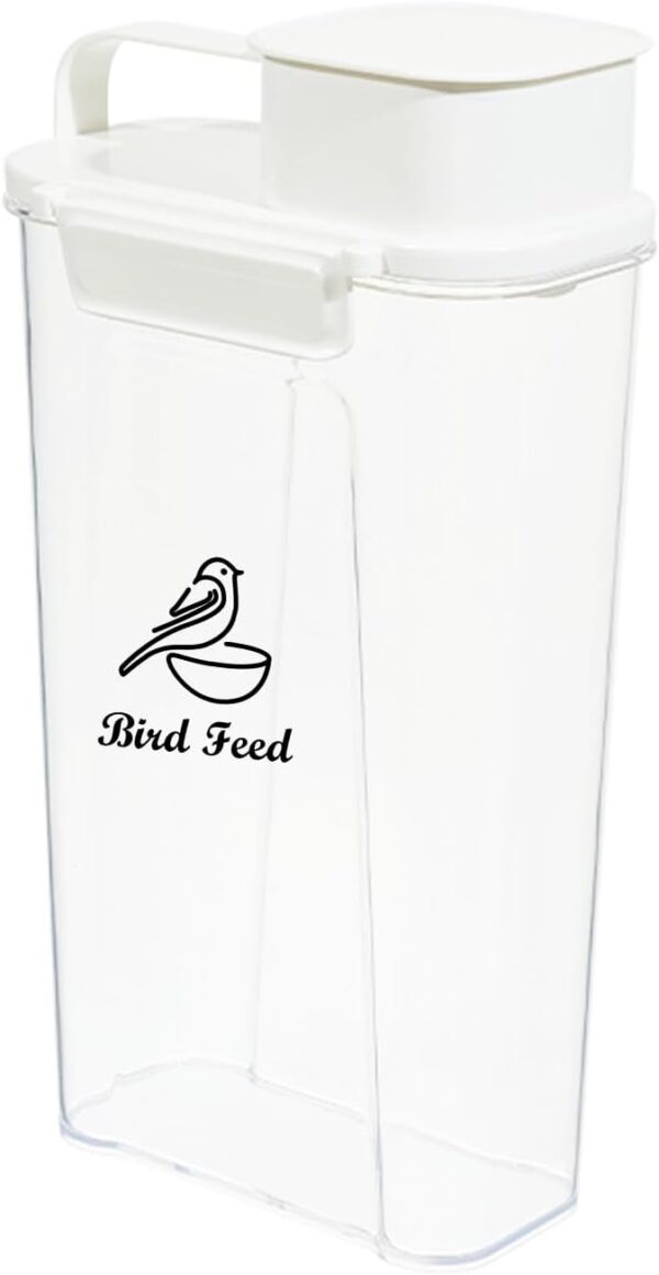 Ctomche Pet Food Storage Container,Airtight Bird Seed Storage Container Bird Food Storage Dispenser with Pour Spout and Handle,BPA Free Plastic Transparent Leakproof Seed Storage Container,3L