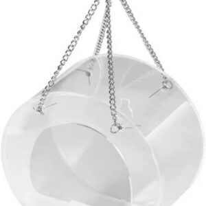 Hanging Acrylic Bird Feeders with Metal Chain Clear with Perch Food Bowl for Bird Watching Inside Outside