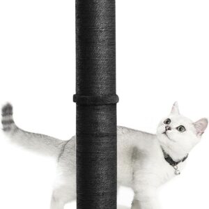 Karolpar 34inch Cat Scratching Post with Natural Sisal Rope 4.3Inch Large Diameter Scratcher Post Tree for Indoor Cats Black