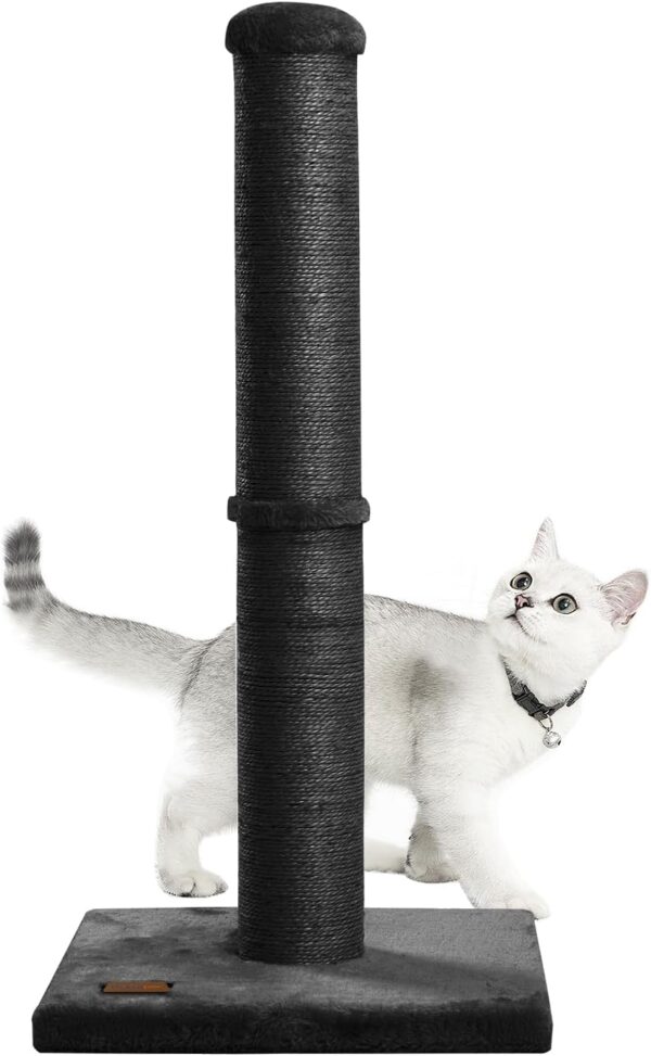 Karolpar 34inch Cat Scratching Post with Natural Sisal Rope 4.3Inch Large Diameter Scratcher Post Tree for Indoor Cats Black