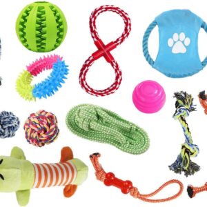 LONENESSL 12 Pcs Dog Rope Toys Set, Durable Dog Rope Toys for Small Pets Dogs, Puppy Toys Set Dog Chew Toys for Interactive, Teething Training, Relieve Boredom and Stress for Small Medium Dogs