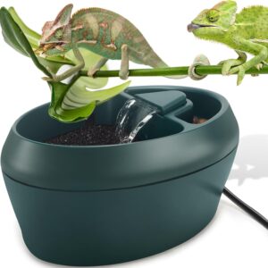 NEPTONION Reptile Chameleon Cantina with Snacks Trough, Drinking Fountain Water Dripper for Amphibians Insects Lizard Turtle Snake Spider Frog Gecko, Comes with Two Pumps (One for Replacement)