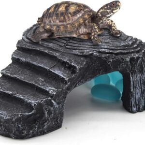 SOONHUA Turtle Basking Platform Resin Tortoise Cave Hole Reptile Resting Terrace Shelter Habitat Fish Tank Aquarium Decor for Bearded Dragon Lizards Fish