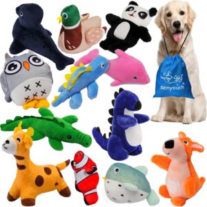 senyouth Squeaky Dog Toys, 12 Pcs Small Dog Toys Bulk with Squeakers, Dog Chew Toys Pack for Puppies Teething, Interactive Cute and Soft Cotton Puppy Toys, Pet Toy for Small/Medium Dog Toys