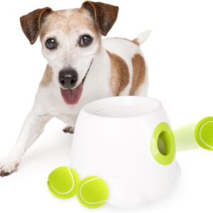 ALL FOR PAWS Automatic Dog Ball Launcher, Interactive Dog Tennis Ball Thrower, Interactive Puppy Pet Fetch Toy, Mini Dog Ball Throwing Machine for Small and Medium Dogs, Includes 3pcs 2" Tennis Balls