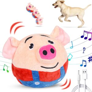 Active Moving Pet Plush Toy, Interactive Dog Toys, Talking Moving and Singing Dog Toy, Washable Cartoon Pig Plush Sound Electronic Dog Toy for Pets, Cats, Small And Medium Dogs (A)