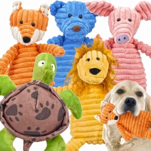 Ousiya 5-PACK Squeaky Dog Toys, Plush Dog Toys Assortment Soft Dog Toys Value Dog Toy Bundle Stuffed Animal Chew Toys for Puppies Small Mediem Large Dogs