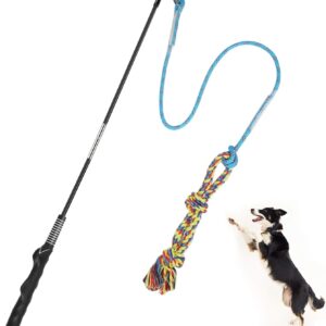 SAINUOD Flirt Pole for Dogs Interactive Dog Toys for Large Medium Small Dogs Chase and Tug of War, Dog Teaser Wand with Lure Chewing Toy for Outdoor Exercise & Training