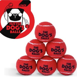 The Little Dog's Balls, Dog Tennis Balls, 6-Pack Small Red Dog Toy, Strong Dog & Puppy Tennis Ball