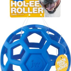 JW Hol-ee Roller Dog Toy Treat Ball Durable Rubber Dog Toy, Chew Treat Dispensing Dog Ball - Large