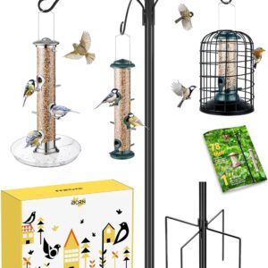 iBorn Bird Feeders Hanging Station 76Inch Wild Bird Feeding Station Pole Stand Outdoors Shepherds Hooks, 3 Hooks,3/4Inch Pole (Bird Feeders NOT Included)