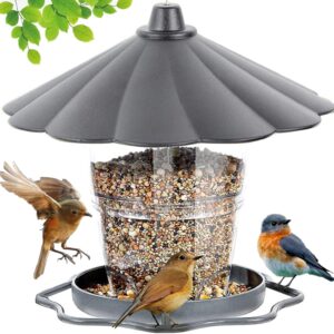 WLLKOO Bird Feeder, Bird Feeders for Outside Outdoors Hanging, Squirrel Proof Birds Feeder, Adjustable Feeder with Sturdy Wire and Roof, Plastic, for Garden, Backyard, Terrace