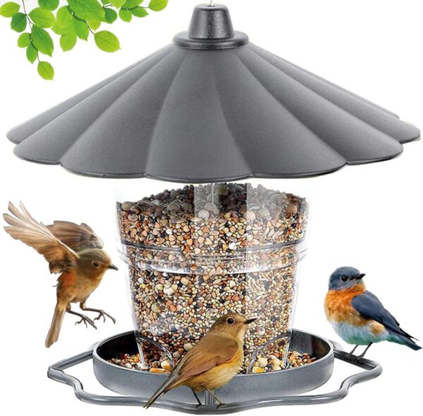 WLLKOO Bird Feeder, Bird Feeders for Outside Outdoors Hanging, Squirrel Proof Birds Feeder, Adjustable Feeder with Sturdy Wire and Roof, Plastic, for Garden, Backyard, Terrace