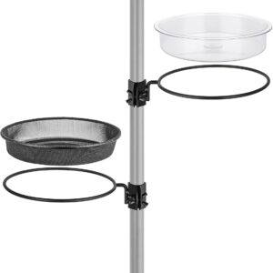 iBorn Bird Feeders Station Water Tray & Mesh Tray with Ring, Bird Feeding Bowl, Fit for 1” Pole Stand Station, for Humming Bird Feeders Outdoor Accessory, for Outside, 5SECOND to Install, 1 Set