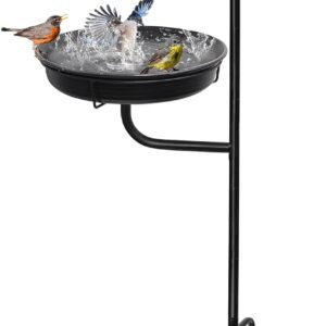 Bird Bath Feeder Water Station Standing Bird Bath Garden for Wild Birds Water Bath for Birds Free Standing Garden Bird Feeder Bird Bath Bowl (Black)