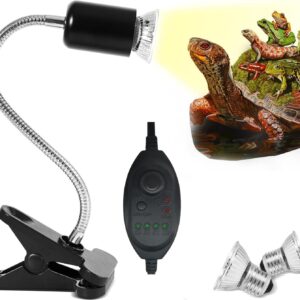 MBMYUCKY UVA UVB Light Reptile Kit - Tortoise Heat Lamp 24 Hour Cycle Timer & Dimmable Reptile Heat Lamp Bulb Turtle UV Basking Lamp with 2 Bulb 25W + 50W