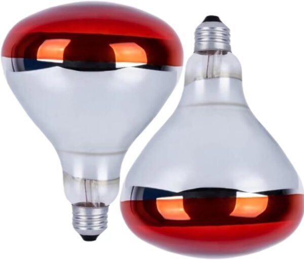 MBMYUCKY Heat Lamp for Reptiles R125-250 Watt Infrared Bulbs Chick Heat Lamp Bulb Coop Chickens Shower Brooder Heat Light Bulb Incadescent Red Bulb 2 Pack