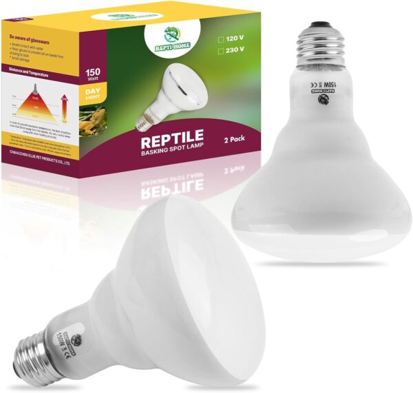 REPTI HOME Reptile Heat Lamp 150W 2Pack, Basking Heat Lamp Bulbs for Reptiles, UVA Daily Heat Light Bulb for Turtle, Bearded Dragon, Lizard, Chick, Dog, Snake, Gecko