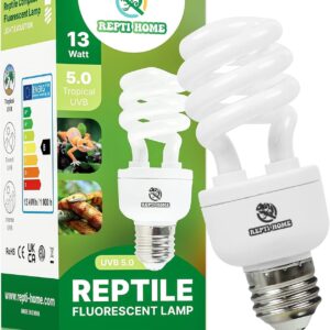 REPTI HOME Reptile UVB Light Bulb 13W, UVA UVB 5.0 Fluorescent Lamp Bulb, Vivarium UVB Light Reptile Kit for Tortoise,Lizard,Bearded Dragon