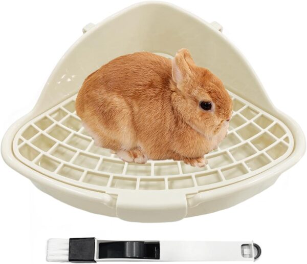 Rabbit Litter Box, Small Rabbit Litter Tray for Cage Pet Rabbits Guinea Pigs Hamsters Chinchillas Small Animals, Rabbits Hamster Bedding Litter Pan Potty Trainer Corner Detachable Triangular Toilet