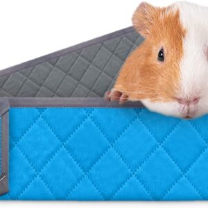 Paw Inspired Critter Box Washable Cage Liner, Reversible Fleece Bedding with Raised Sides for Guinea Pigs and Other Small Animals (C&C 2x4, Gray/Blue)