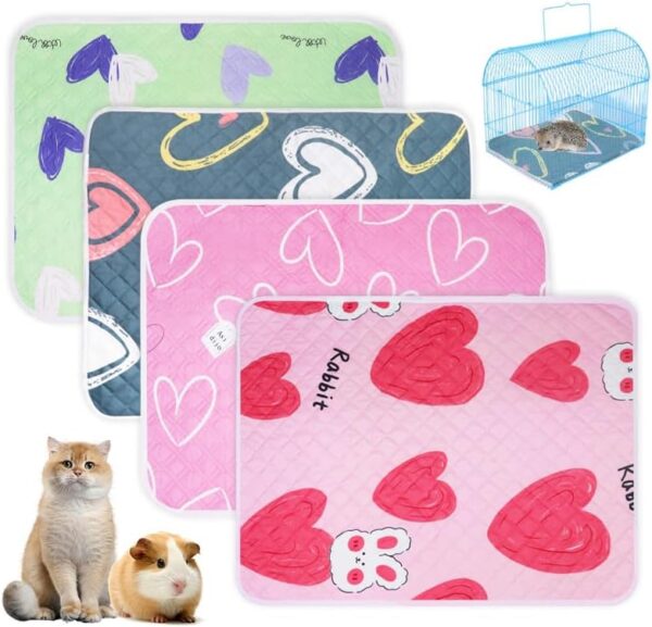 4Pcs Guinea Pig Bedding, Waterproof Reusable Fast Absorbent Puppy Training Pad, Washable Air Dried Pee Mat for Small Animals Rabbit Cat Hamster Dog