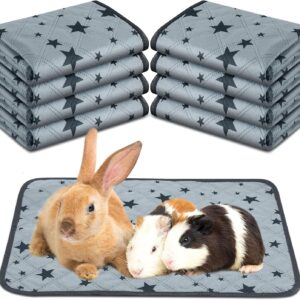 8 Pcs Bulk Guinea Pig Pee Pad Reusable Washable Guinea Pig Cage Liners Guinea Pig Fleece Bedding Absorbent Guinea Pig Accessories Non Slip Guinea Pig Mats for Cages with Star Patterns (24 x 47 Inch)