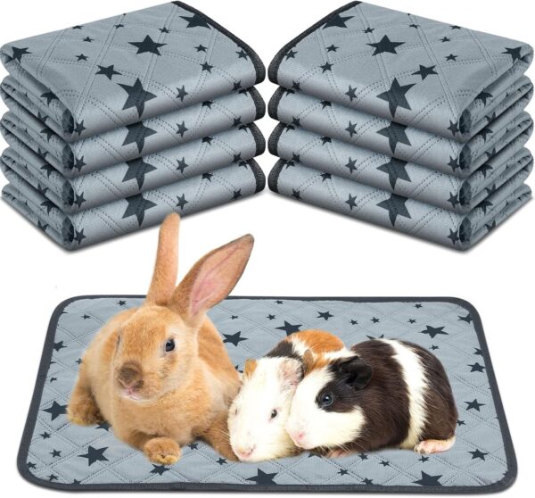 8 Pcs Bulk Guinea Pig Pee Pad Reusable Washable Guinea Pig Cage Liners Guinea Pig Fleece Bedding Absorbent Guinea Pig Accessories Non Slip Guinea Pig Mats for Cages with Star Patterns (24 x 47 Inch)