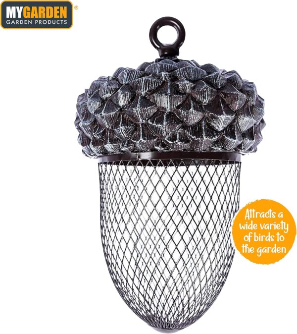 Acorn Shaped Metal Bird Feeder Nuts & Seeds Hanging Animal Feeder With FREE BIRD SPOTTING CHART