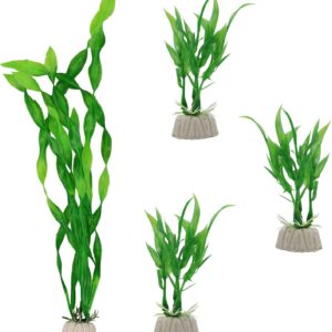 Aquarium Decoration Plants, 4pcs Artificial Plastic Plants, Resin Fish Tank Ornament Plant Decoration, Green Aquarium Plants, Vivid Simulation Fish Tank Decorations, Lifelike Fake Aquatic Plants