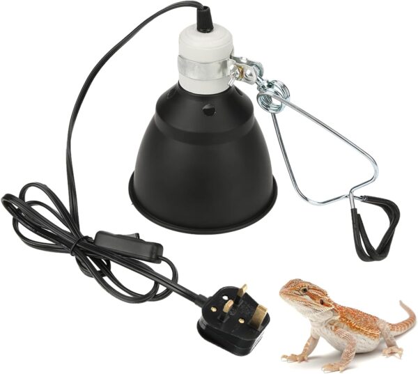 Haokaini E27 Reptile Turtle Heat UVA/UVB Bulb Lamp Light Holder 220V 300W Reptile Clamp Lamp Heating Lighthouse for Chicken Brooder Basking(UK Plug)