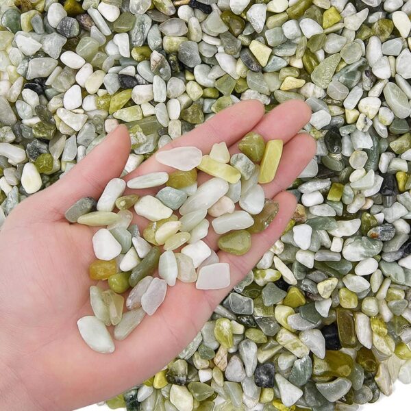 Hisredsun 2.1 lb Decorative Stones,0.3-0.5in Natural Polished Jade Pebbles for Plant Pots,Small River Rocks for Landscaping, Vase Fillers,Succulents,Aquarium and Garden Decoration