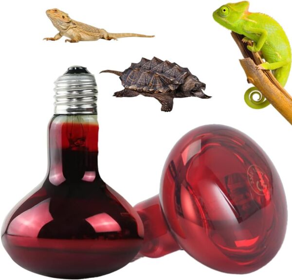 Hojalis 2 Pcs Infrared Heat Lamp Bulb, 100W Reptile Red Bulb Heat Lamp, Basking Spot Light Bulb, Tortoise Heat Lamp Bulb, Infrared Reptile Heat Lamp Bulb for Reptile, Lizard, Amphibian, Spider, Snake