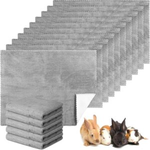 Mixweer 10 Pcs Washable Blankets for Dog 28 x 42 Inch Guinea Pig Bunny Cat Waterproof Small Animal Pee Pad Pet Blanket Reusable Sleep Bedding Mat Absorbent Cage Liner Pad Cover (Gray)