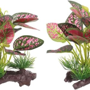 NUZAMAS 2 PCS Plastic Aquarium Plants Artificial Plant Fish Tank Ornaments Sunken Wood Decorations Water Plants Wood Decorate Fake Aquatic Plants Fish Tank Decorations