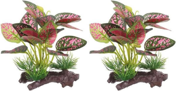 NUZAMAS 2 PCS Plastic Aquarium Plants Artificial Plant Fish Tank Ornaments Sunken Wood Decorations Water Plants Wood Decorate Fake Aquatic Plants Fish Tank Decorations