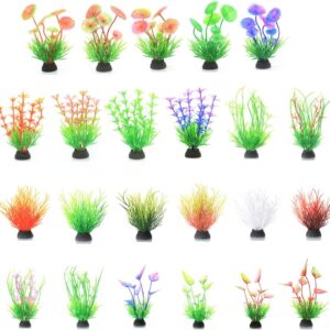 Pilikoll 23 Pcs Aquarium Decorations Plastic Plants Fish Tank Decorations Plants Underwater Plants Decorations Artificial Plastic Plants for Fish Cave and Hideout Ornaments