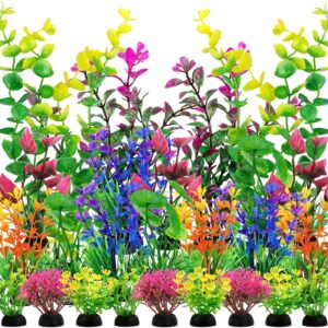 QUOZUO 25 x Colourful Aquarium Decoration Plant, Artificial Plants Aquarium Deco, Terrarium Plant Decoration for Aquarium Fish