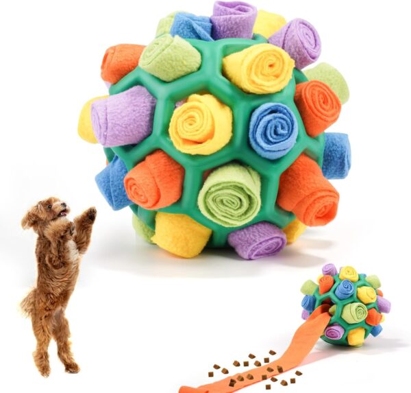 Snuffle Ball for Dogs Foraging, Sniffle Interactive Pet Toys, Dog Chew Toys Dog Treat Ball Dispenser, Portable Interactive Dog Educational Toy Brain Stimulator Toy for Small Medium Large Dog Training